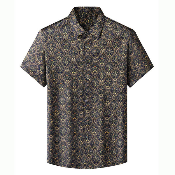 Royal Elegance - 100% Silk Short-Sleeve Shirt