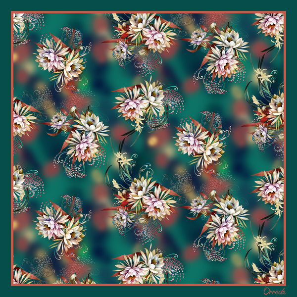 Twilight Bloom - 100% Silk Scarf