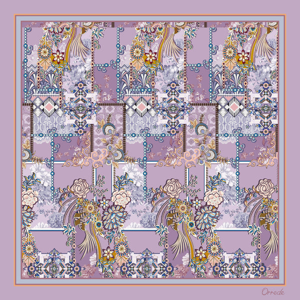 Lavender Phoenix Brocade - 100% Silk Scarf