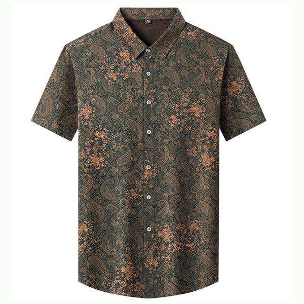 Vintage Elegance - 100% Silk Short-Sleeve Shirt