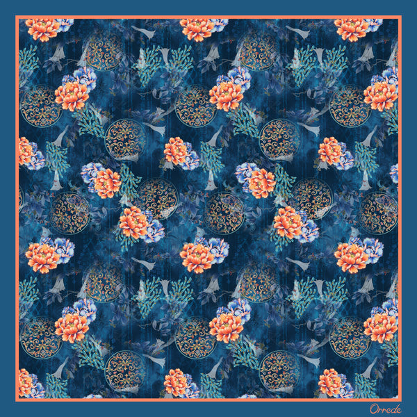 Elegant Peony - 100% Silk Scarf