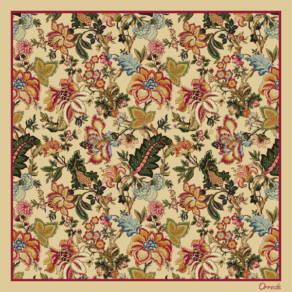 Ornate Garden Bloom - 100% Silk Scarf