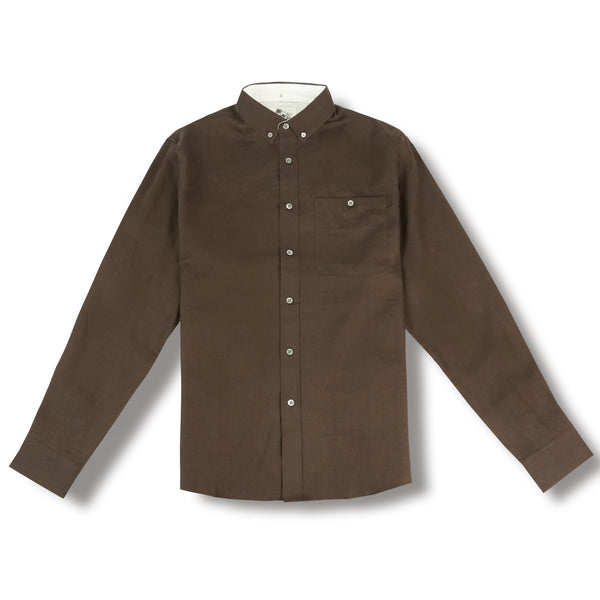 100% LINEN SHIRTS - Brown